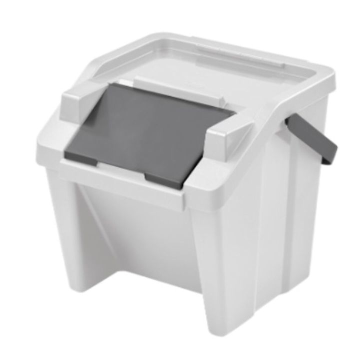 Cubo de Basura para Reciclaje Tontarelli Moda Apilable 28 L Blanco (6 Unidades) 1