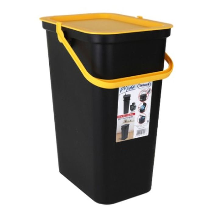 Cubo de Basura para Reciclaje Tontarelli Moda 24 L Amarillo Negro (6 Unidades) 1