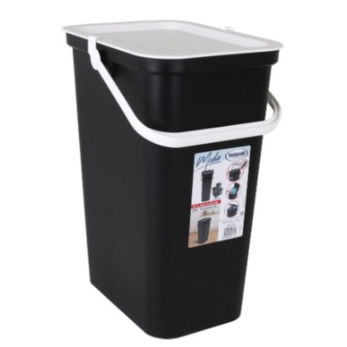 Cubo de Basura para Reciclaje Tontarelli Moda 24 L Blanco Negro (6 Unidades) 1