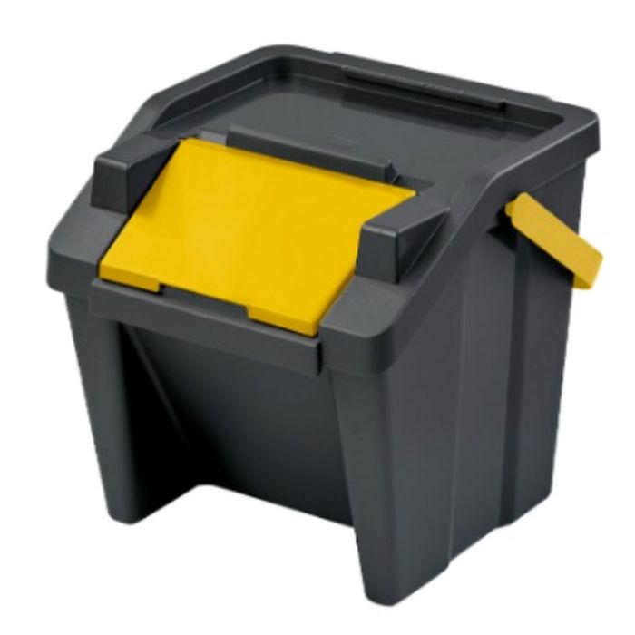 Cubo de Basura para Reciclaje Tontarelli Moda Apilable 28 L Amarillo (6 Unidades) 1
