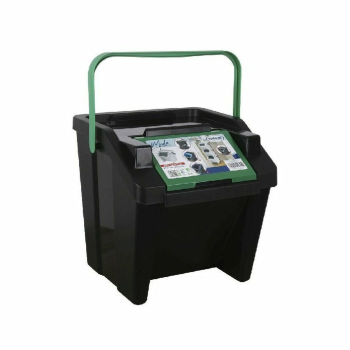 Cubo de Basura para Reciclaje Tontarelli Moda Apilable 28 L Verde (6 Unidades) 1