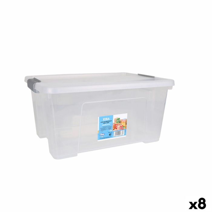 Caja de Almacenaje con Tapa Dem Kira Plástico Transparente 15 L 40 x 28 x 19 cm (8 Unidades)