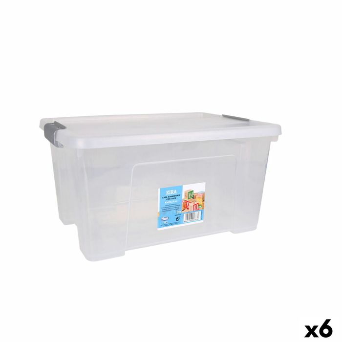 Caja de Almacenaje con Tapa Dem Kira Plástico Transparente 20 L 40 x 28 x 26 cm (6 Unidades)