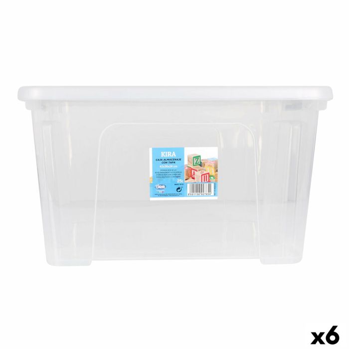 Caja de Almacenaje con Tapa Dem Kira Plástico Transparente 25 L 42 x 36 x 25 cm (6 Unidades)