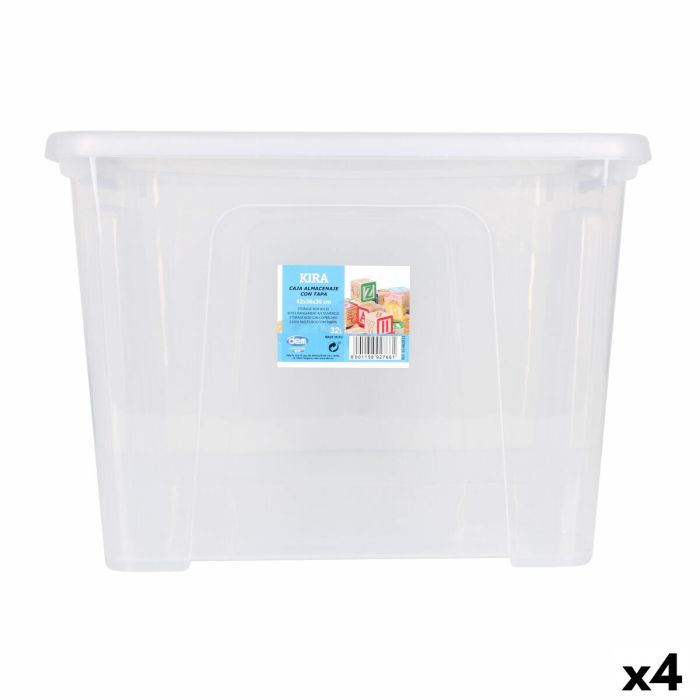 Caja de Almacenaje con Tapa Dem Kira Plástico Transparente 32 L 42 x 36 x 30 cm (4 Unidades)