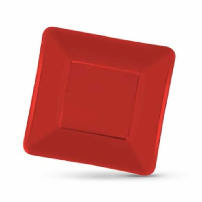 Set de Platos Algon Desechables Cartón Cuadrado Rojo 19 x 19 x 1 cm (36 Unidades) 1