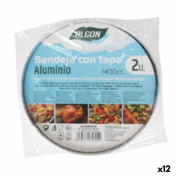 Bandeja con tapa Algon Redonda Aluminio 1,4 L 21 x 21 x 6,5 cm (12 Unidades) Bandeja con tapa Algon Redonda Aluminio 1,4 L 21 x 21 x 6,5 cm (12 Unidades)