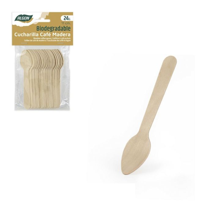 Set de Cucharas Algon Café Madera 24 Piezas 11 cm (36 Unidades) 1