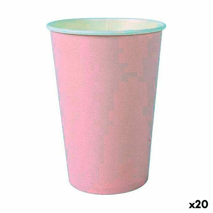 Set de Vasos Algon Desechables Cartón Rosa 20 Piezas 220 ml (20 Unidades)