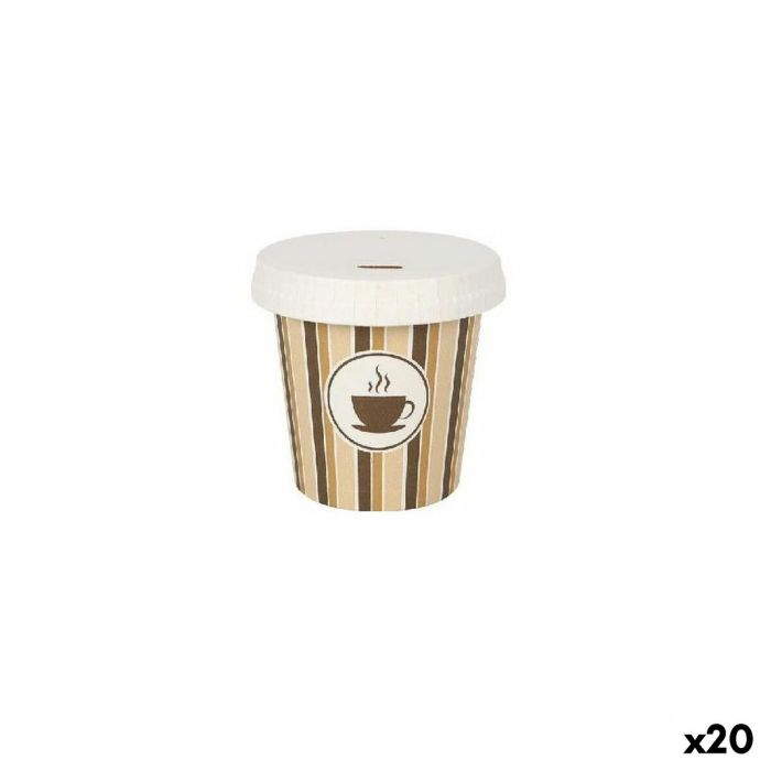 Set de Vasos Algon Con Tapa Desechables Café Cartón 10 Piezas 120 ml (20 Unidades)