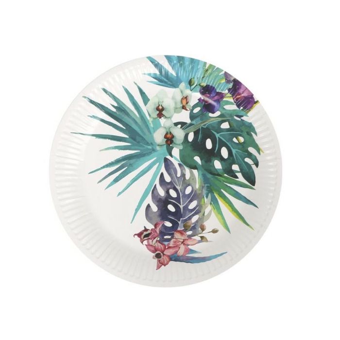 Set de Platos Algon Desechables Cartón Tropical 8 Piezas 23 cm (24 Unidades) 1