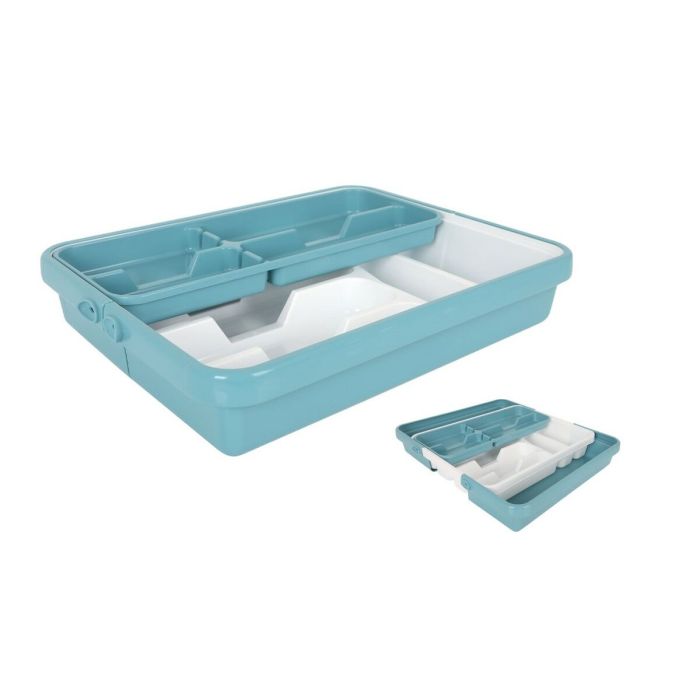 Organizador para Cubiertos Tontarelli Mixy Turquesa 31,7 x 41,8 x 7,7 cm Extensible (12 Unidades) 2