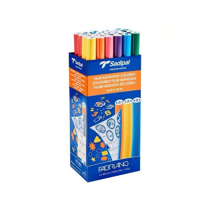Sadipal Film Adhesivo de Color 100µ Mate 0,50x2m para Manualidades y Decoración (Expositor 24 Unidades)