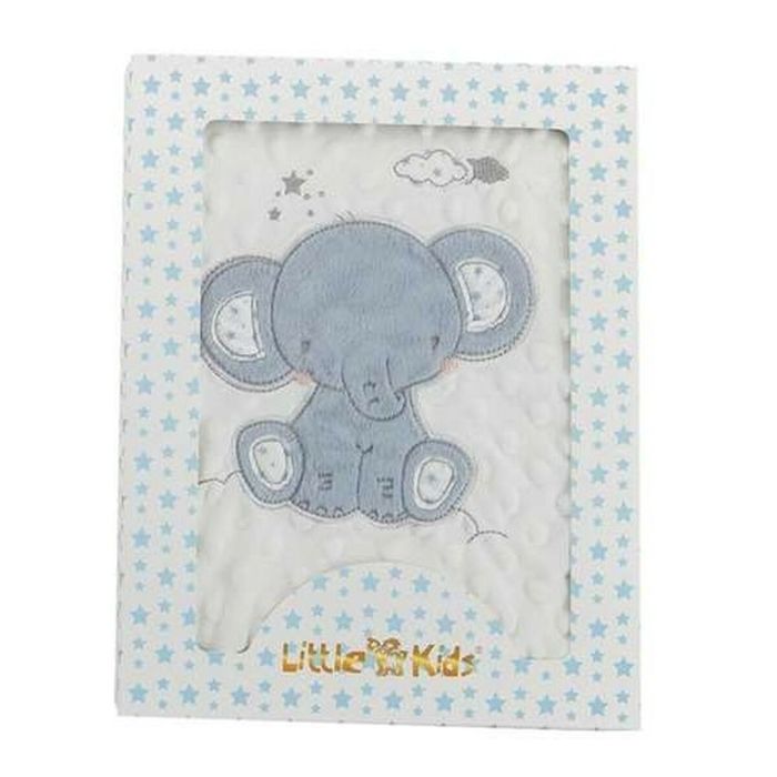 Manta para Bebé Elefante Azul Bordado Doble cara 100 x 75 cm