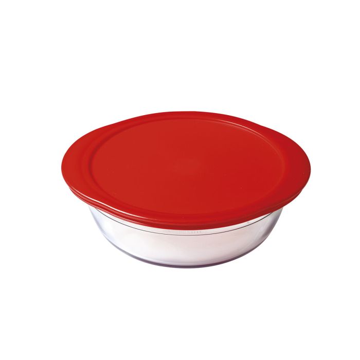 Fiambrera Redonda con Tapa Ô Cuisine Cook & Store 21 x 21 x 7 cm Rojo 1,1 L Silicona Vidrio (5 Unidades) 2