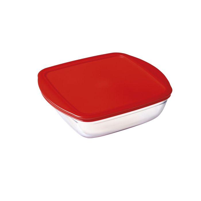 Fiambrera Cuadrada con Tapa Ô Cuisine Cook & Store Rojo 1 L 20 x 17 x 6 cm Silicona Vidrio (6 Unidades) 2