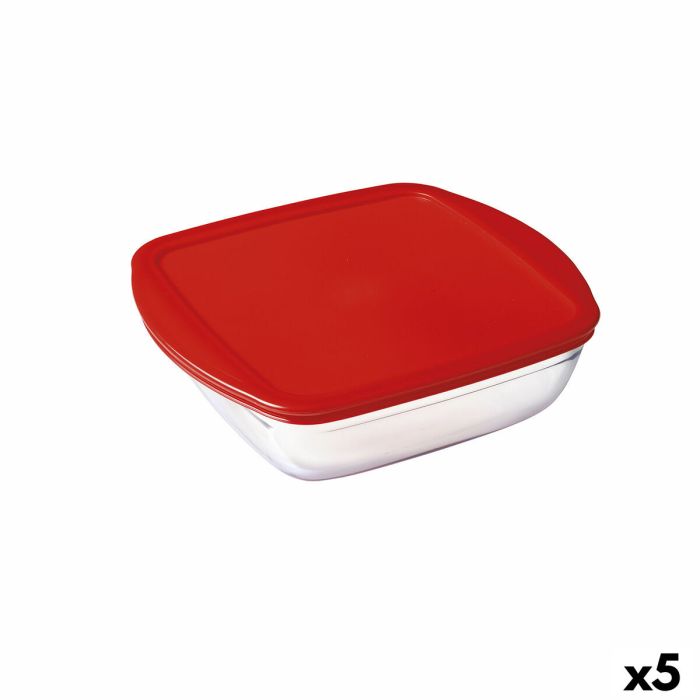 Fiambrera Cuadrada con Tapa Ô Cuisine Cook&store Ocu Rojo 25 x 22 x 7 cm 2,2 L Vidrio Silicona (5 Unidades)