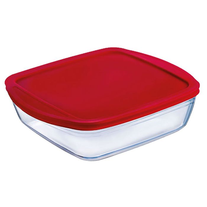 Fiambrera Cuadrada con Tapa Ô Cuisine Cook&store Ocu Rojo 2,2 L 25 x 22 x 5 cm Vidrio Silicona (5 Unidades) 1