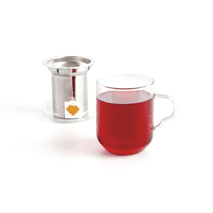 Taza con Filtro para Infusiones Quid Serenia Transparente Vidrio Acero Inoxidable 350 ml (12 Unidades) 4