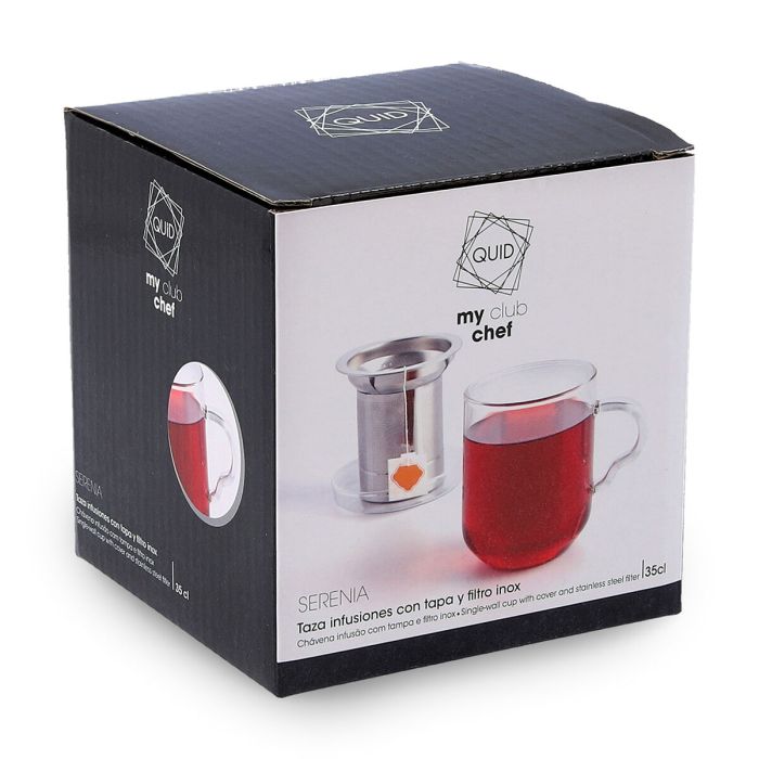 Taza con Filtro para Infusiones Quid Serenia Transparente Vidrio Acero Inoxidable 350 ml (12 Unidades) 2