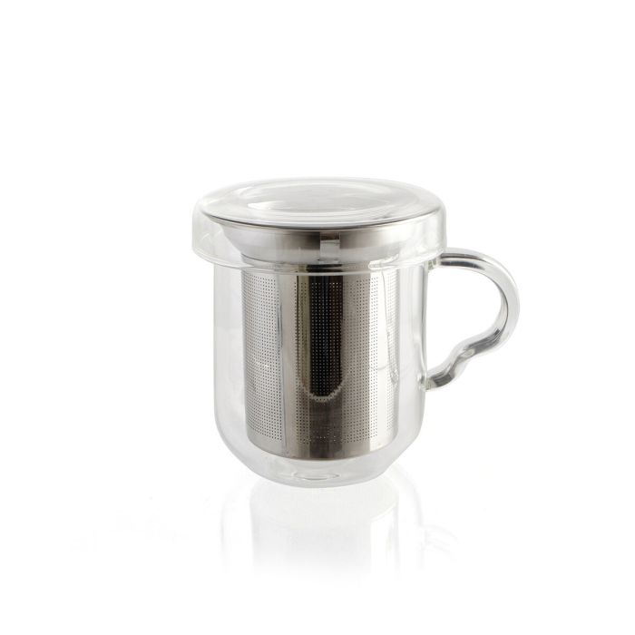 Taza con Filtro para Infusiones Quid Serenia Transparente Vidrio Acero Inoxidable 350 ml (12 Unidades) 1