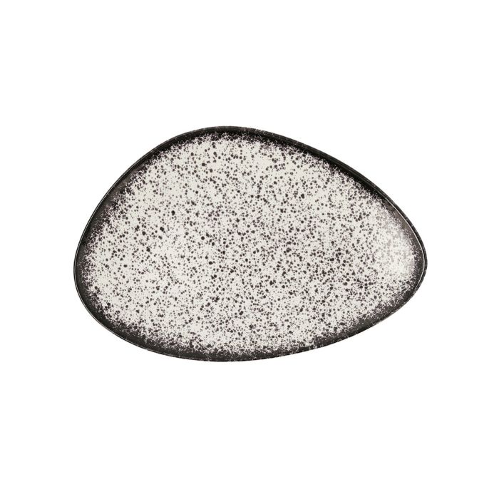 Plato Llano Ariane Rock Triangular Cerámica Negro Ø 29 cm (6 Unidades) 1