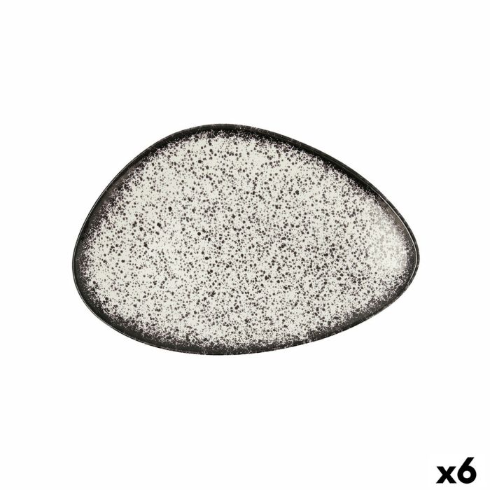 Plato Llano Ariane Rock Triangular Cerámica Negro Ø 29 cm (6 Unidades)