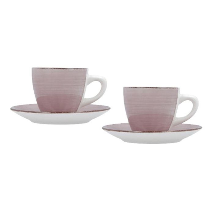 Juego de Tazas con Platos Quid Vita Morning Rosa Cerámica (4 Piezas) (6 Unidades) 1