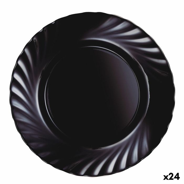 Plato Llano Luminarc Trianon Negro Vidrio (Ø 24,5 cm) (24 Unidades)