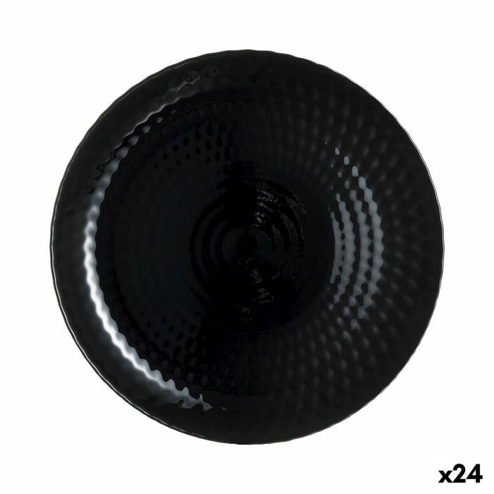 Plato Llano Luminarc Pampille Negro Vidrio (25 cm) (24 Unidades)