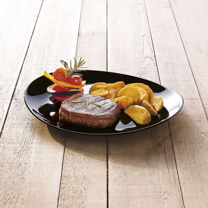 Plato Llano Luminarc Friends Time Negro Vidrio 30 x 26 cm Carne (12 Unidades) 4