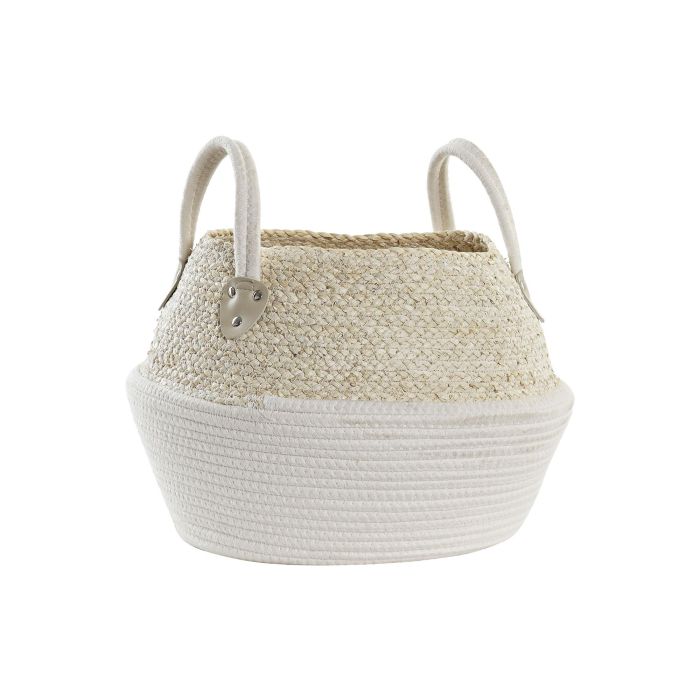 Cesta DKD Home Decor Natural Blanco 37 x 25 x 37 cm Cesta DKD Home Decor Natural Blanco 37 x 25 x 37 cm