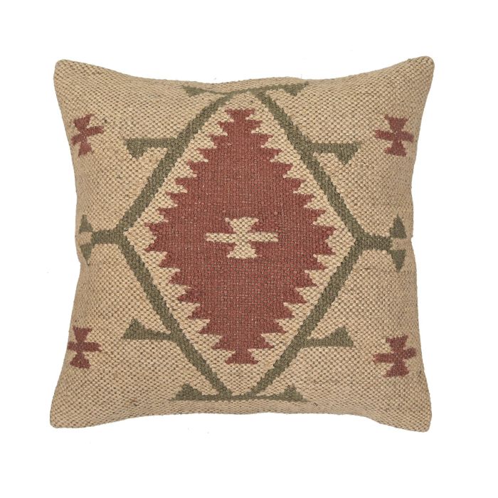 DKD Home Decor Cojín Boho de Lana y Yute Kilim 45 x 45 cm (2 Unidades) | Decoración Sofá Cama