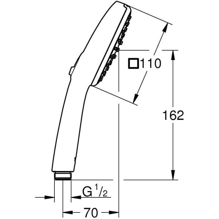 Rociador de ducha - GROHE Vitalio Comfort 110 26925001 - 2 chorros (Lluvia/Estimulante) - Fácil selección - Ahorro de agua - Cromo 1