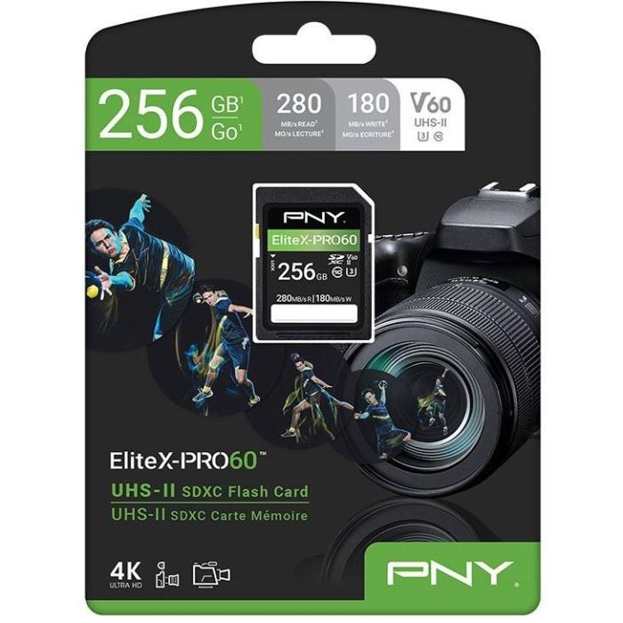 PNY EliteX-PRO60 Tarjeta de Memoria SDXC 256GB Clase 10 UHS-II Velocidad Lectura 280MB/s V60 3 PNY EliteX-PRO60 Tarjeta de Memoria SDXC 256GB Clase 10 UHS-II Velocidad Lectura 280MB/s V60 3
