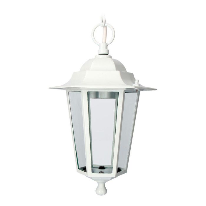 Farol de aluminio y cristal para techo ip44 e27 60 W color blanco ø19,5x90,5cm modelo zurich. Farol de aluminio y cristal para techo ip44 e27 60 W color blanco ø19,5x90,5cm modelo zurich.