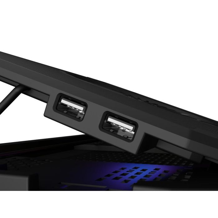 GENESIS Oxid 850 Almohadilla Refrigeradora para Portátil 17.3" con 5 Ventiladores, Iluminación RGB, Ajuste de Altura y 2 Puertos USB Negro 6
