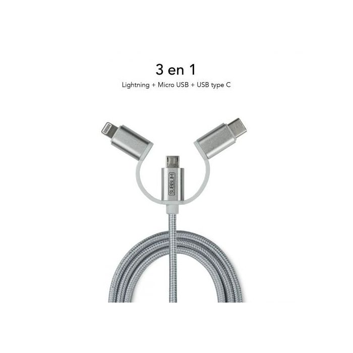 SUBBLIM Cargador Coche 2xUSB Dual Car Charger Alum 2.4A + Cable 3 in 1 Silver 4 SUBBLIM Cargador Coche 2xUSB Dual Car Charger Alum 2.4A + Cable 3 in 1 Silver 4