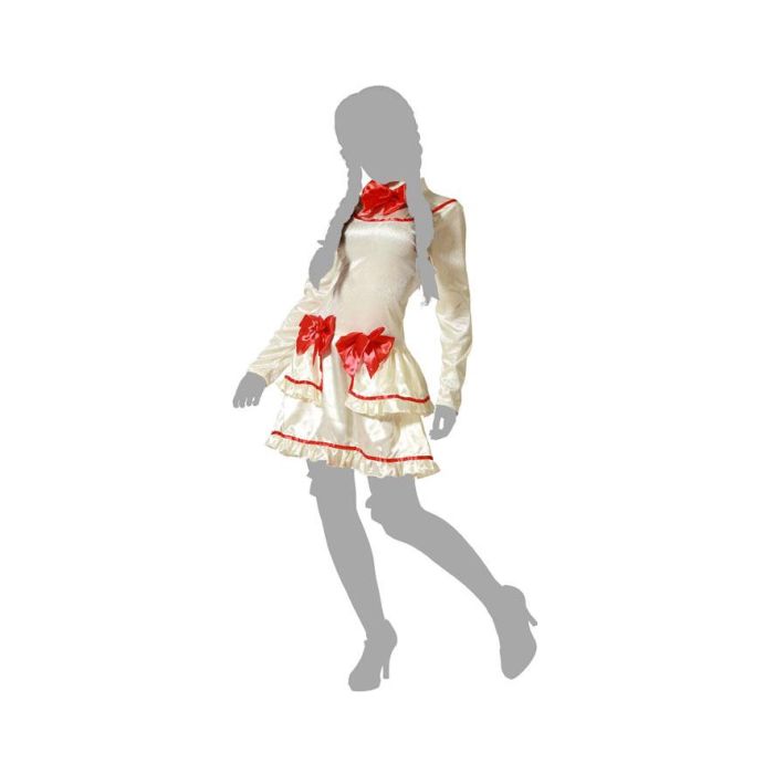 Disfraz Muñeca de Porcelana Mujer Adulta Halloween Vestido Beige y Lazos Rojos Terror Talla M-L 4
