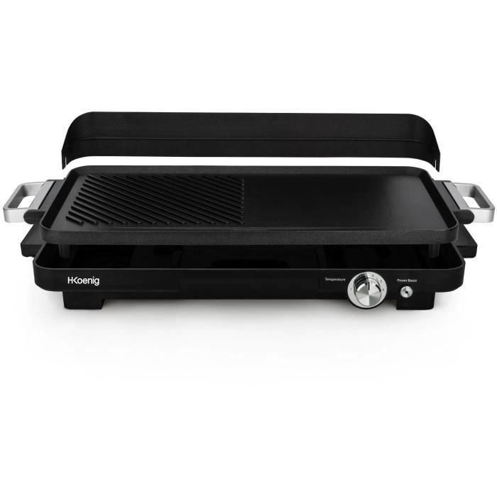 Hkoenig GRX330 - Zonas dobles Plancha - 50x25cm - 1800W - Anti -adhesivo revelador - Función turbo de parrilla - Termostato ajustable 2 Hkoenig GRX330 - Zonas dobles Plancha - 50x25cm - 1800W - Anti -adhesivo revelador - Función turbo de parrilla - Termostato ajustable 2