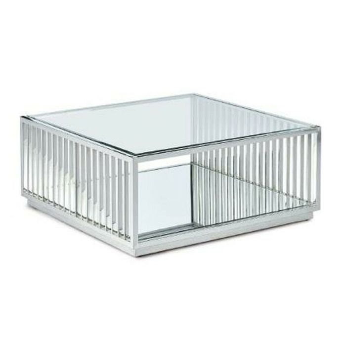 Mesa de Centro DKD Home Decor Transparente Plateado Acero Espejo 100 x 100 x 45 cm