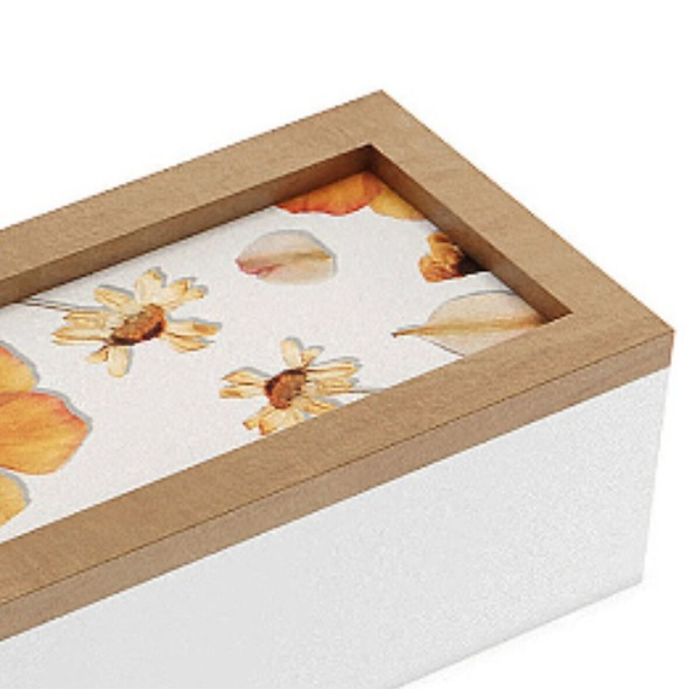 Caja Decorativa Versa Pétalos Madera MDF 9 x 6 x 24 cm 1