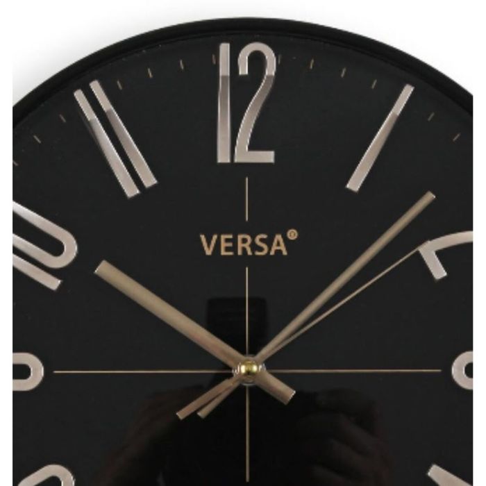 Reloj de Pared Versa Negro Dorado Plástico Cuarzo 4,3 x 30 x 30 cm 1