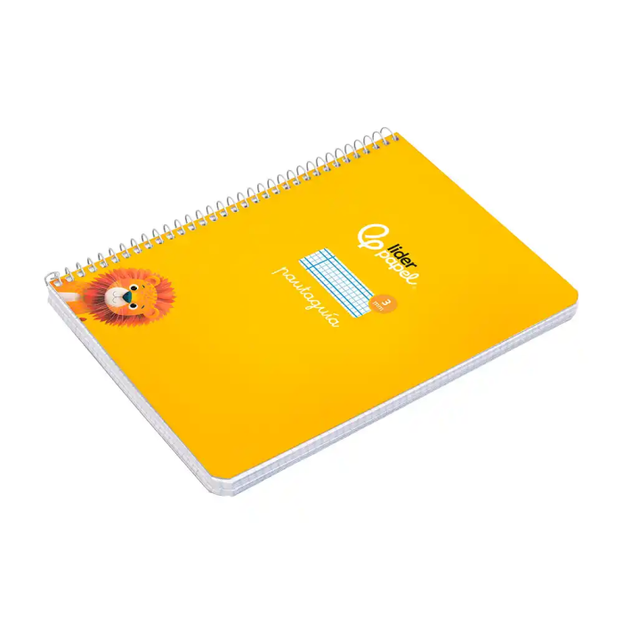 Liderpapel Cuaderno Espiral A5 Pautaguía Tapa Dura 80 Hojas 90gr Cuadro Pautado 3mm Amarillo 4