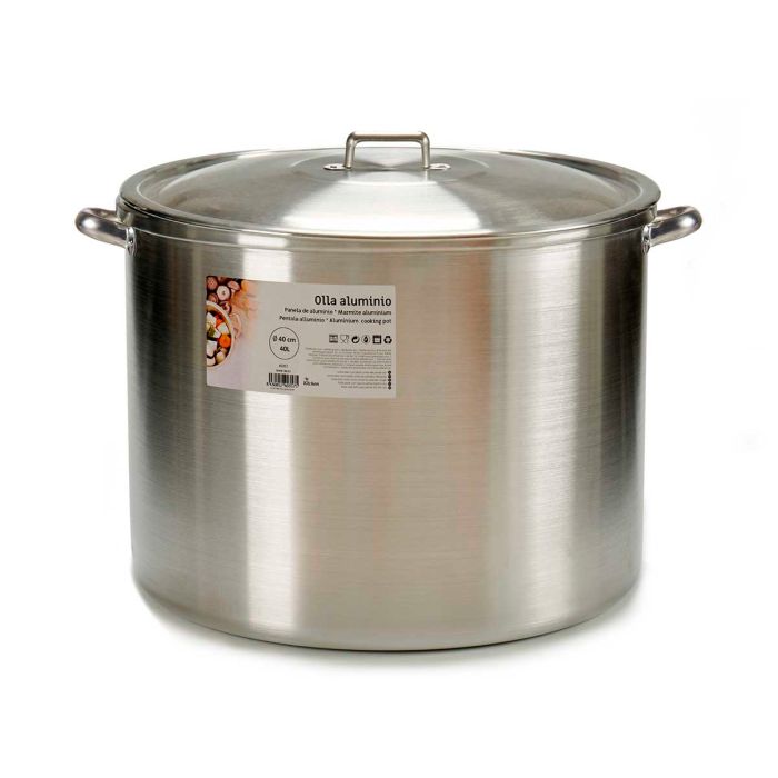 Olla de Aluminio Kinvara 40 cm 40 L - Plata, Apta Gas/Horno/Lavavajillas (2 Unidades) Olla de Aluminio Kinvara 40 cm 40 L - Plata, Apta Gas/Horno/Lavavajillas (2 Unidades)