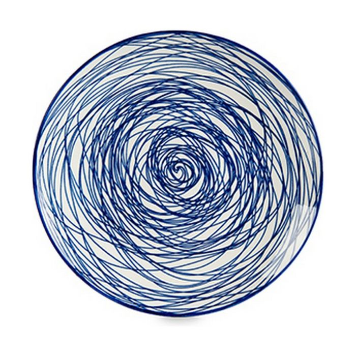 Plato de Postre Ø 20 cm Porcelana Azul Blanco 6 Unidades 1