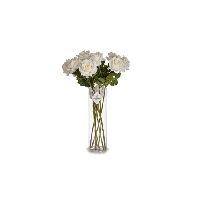 Flor Decorativa Blanco Papel Plástico (12 Unidades) 3