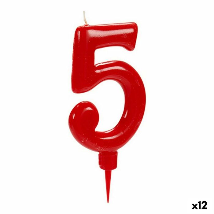 Vela Cumpleaños Número 5 Rojo (12 Unidades)