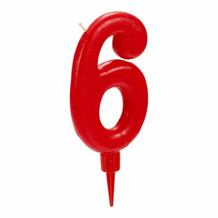Vela Rojo Cumpleaños Número 6 (12 Unidades) 1