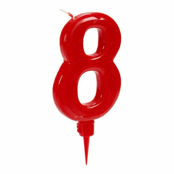 Vela Rojo Cumpleaños Número 8 (12 Unidades) 1